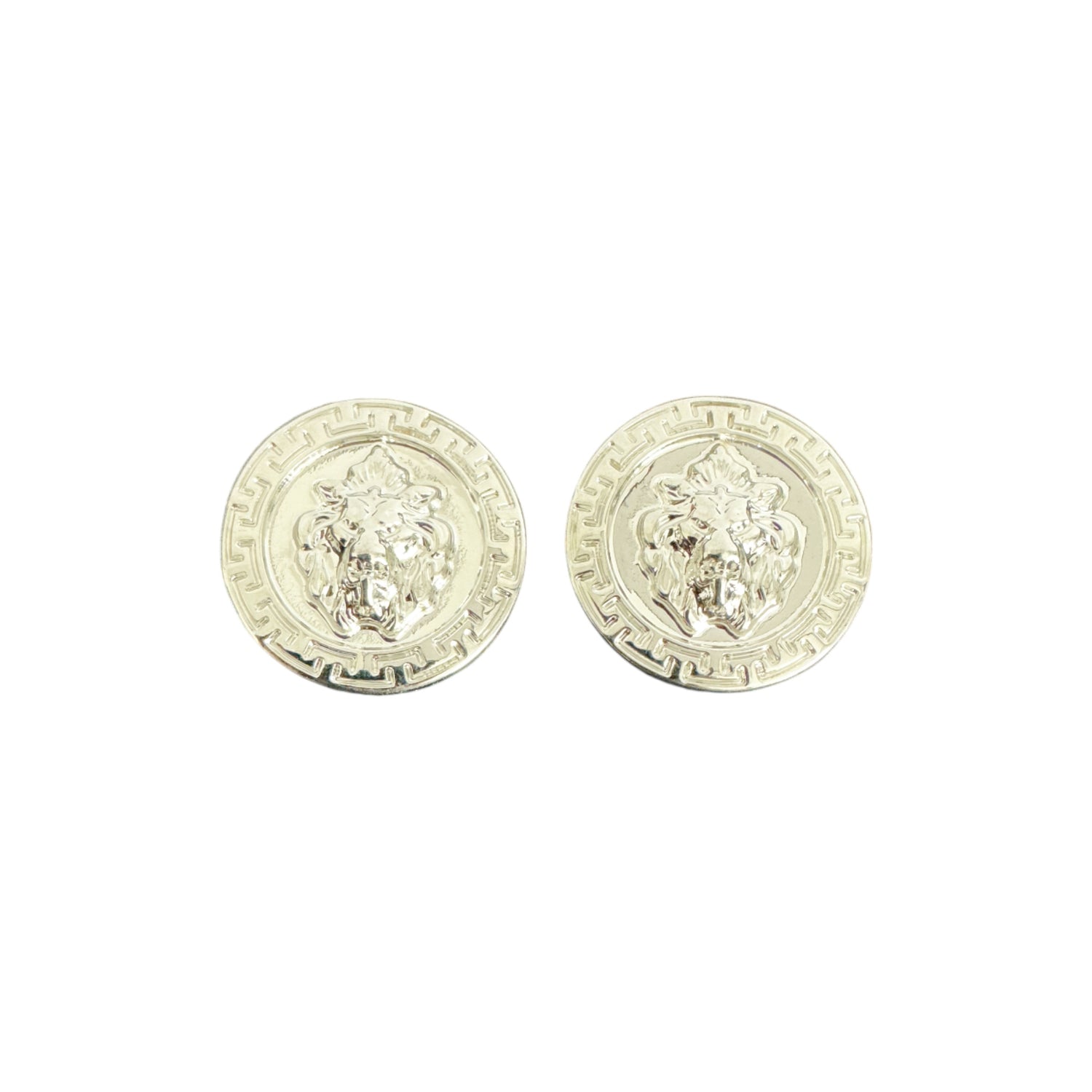 A pair of Matiste Silver Lion Lace Bar cufflinks featuring a raised lion head design, inspired by Italian luxury and echoing the regal style of Matiste accessories.