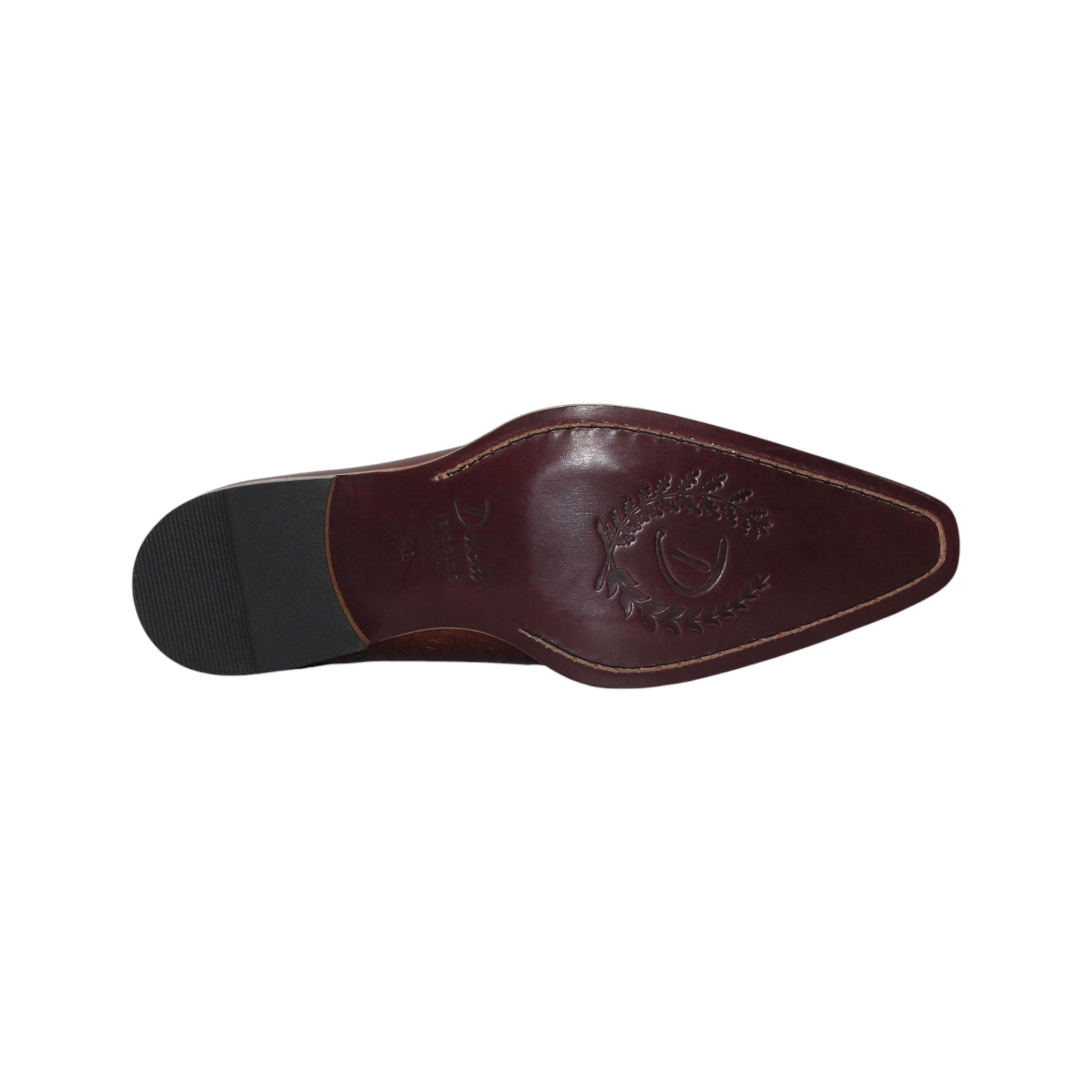 The Duca Spoleto I Brandy by Duca Di Matiste is a brown leather dress shoe with a slight heel, lace-up design, and embossed textured finish, shown in side profile on a white background.