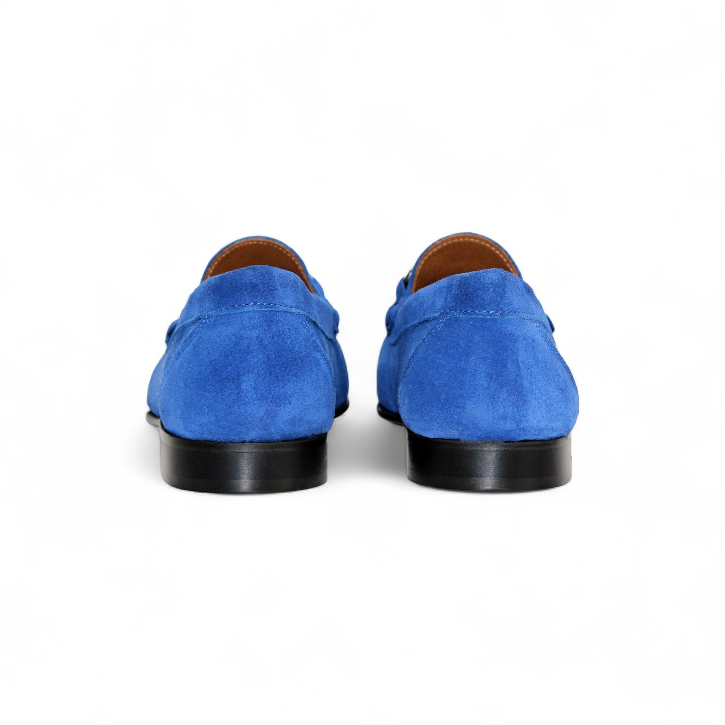 The Duca Di Matiste Duca Termoli Cobalt, a handcrafted blue suede loafer with a silver buckle, is displayed from the side against a plain white background.