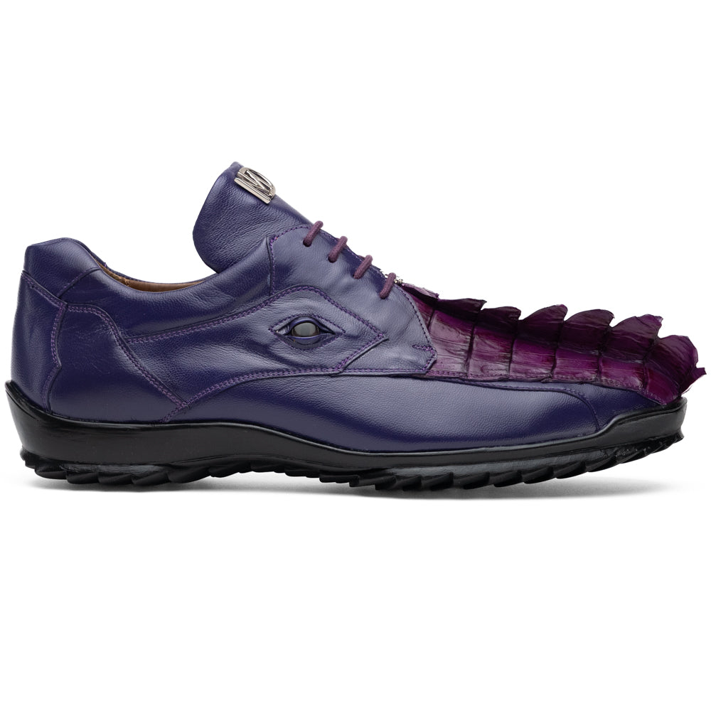 Introducing Udine Purple by Marco Di Milano, these luxury men’s leather dress shoes feature a striking purple hue with a distinctive textured ribbed front design and sturdy black rubber soles, seamlessly blending classic elegance with modern style.