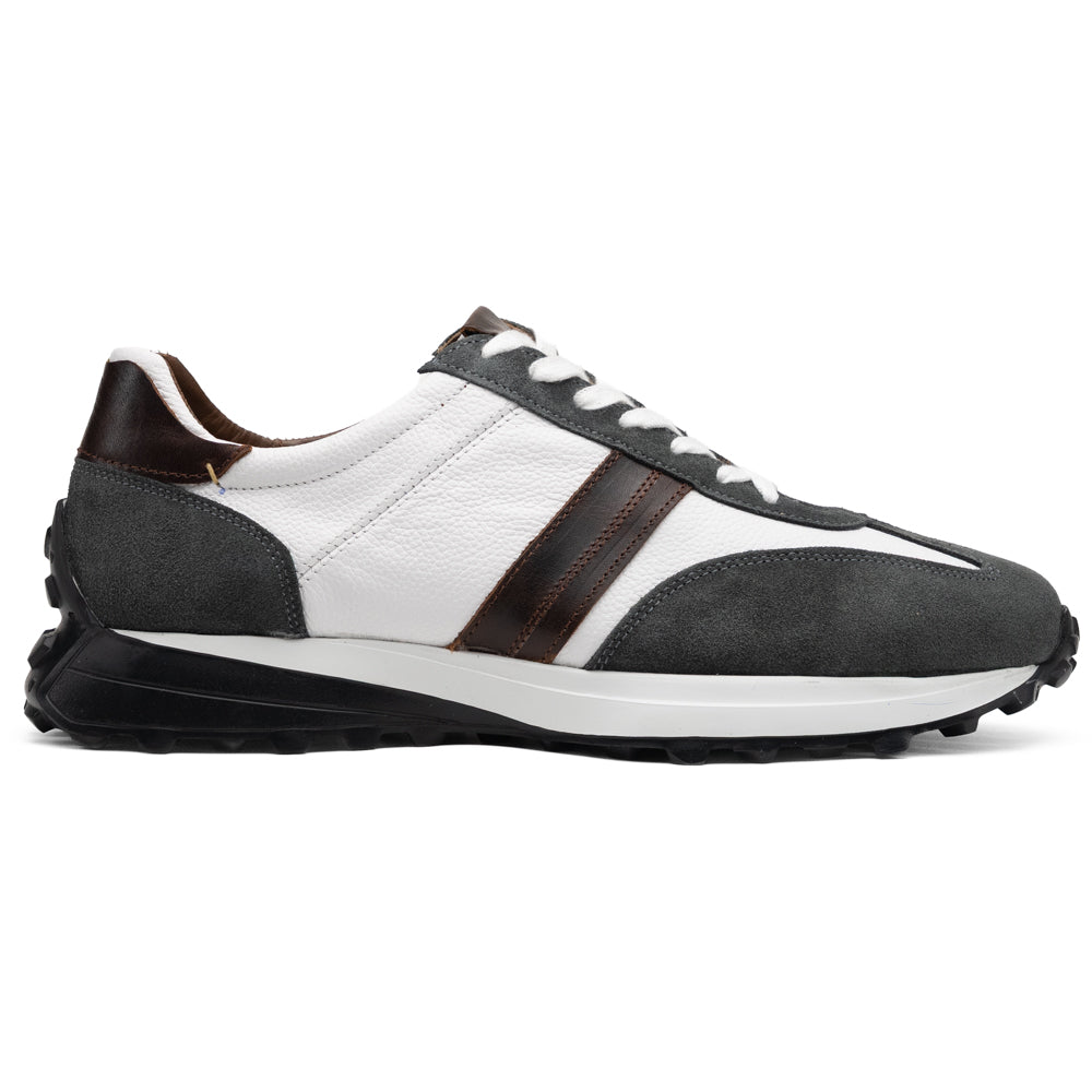 Marco Di Milano Volterra Gray / White suede sneaker in gray and white with brown accents, white laces, and a lugged black rubber sole.