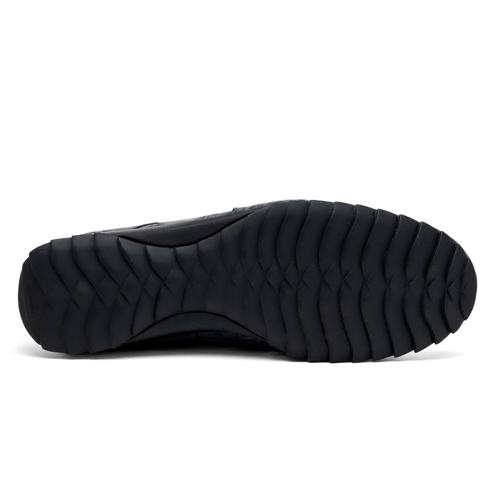 A pair of Marco Di Milano Vulcan Rustic Gray men's dress shoes, showcasing luxury footwear with crocodile-patterned leather, hand-painted finishes, and metal lace accents—one upright, one on its side to display the sole.