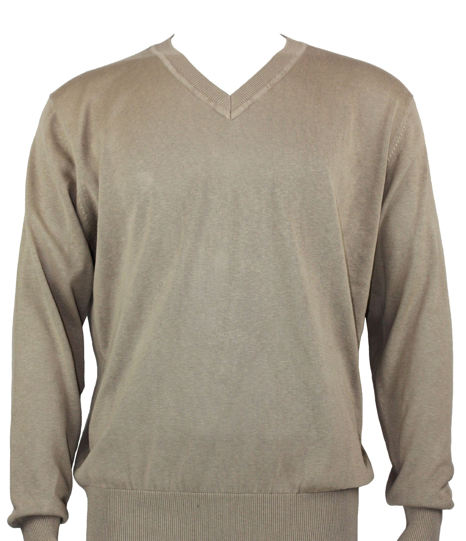 Introducing the Bassiri L/S V-Neck Wheat Sweater 627, designed by Bassiri. This sweater is made from luxurious Tencel, features long sleeves, and offers a modern fit, all showcased on a white background without any visible mannequin.