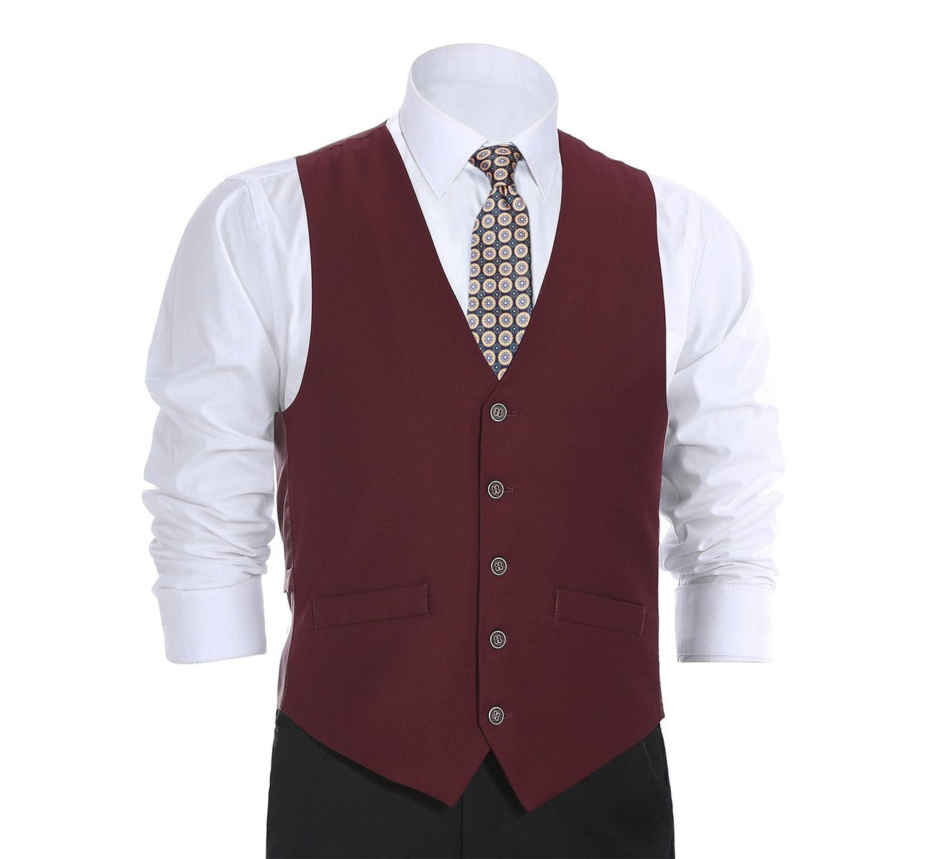 Alessandro Vitello by Renoir Burgundy Business Suit Vest Regular Fit Dress Suit Waistcoat 201-8 50R