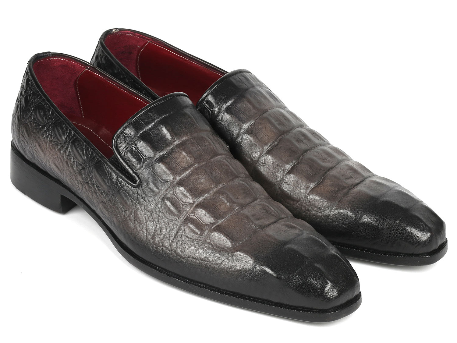 A pair of Paul Parkman Gray Crocodile Embossed Calfskin Loafers, these crafted beauties are perfect for those who appreciate the finer details.