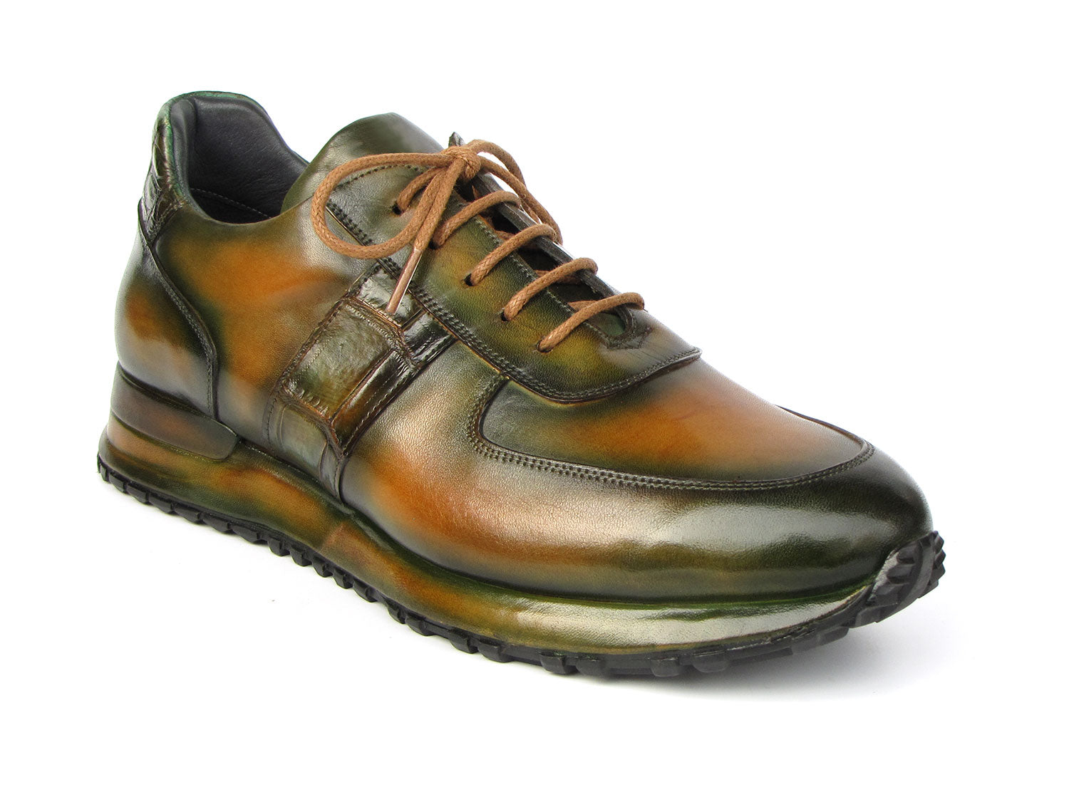 Paul Parkman Men's Olive Green Hand-Painted Sneakers - LP208GRN Unique Design Menswear Paul Parkman Men's Olive Green Hand-Painted Sneakers - LP208GRN Unique Design Menswear