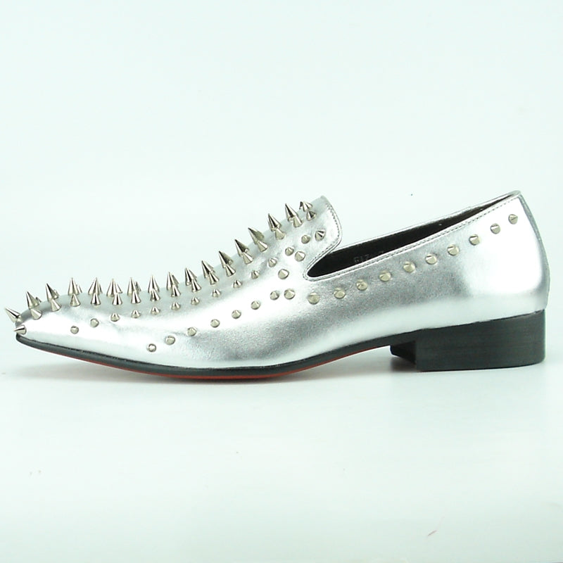 silver spike dress shoes Amazon.com | FERUCCI Men Silver Spikes Slippers Loafers Flat with Crystal GZ Rhinestone (5)