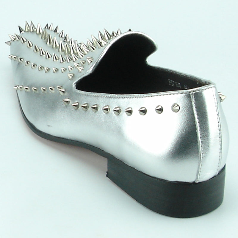 silver spike dress shoes Amazon.com | FERUCCI Men Silver Spikes Slippers Loafers Flat with Crystal GZ Rhinestone (5)