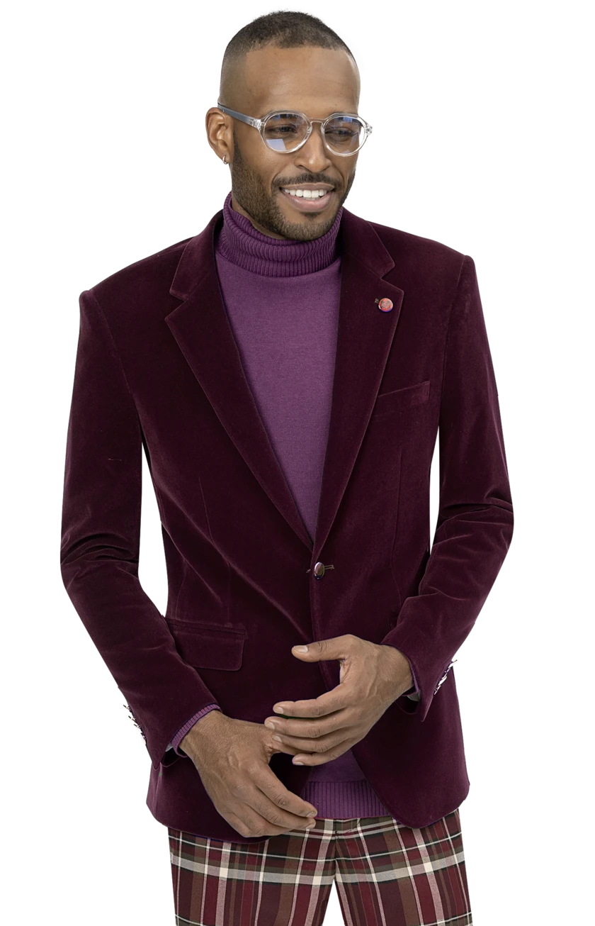 burgundy velvet blazer dress C&M