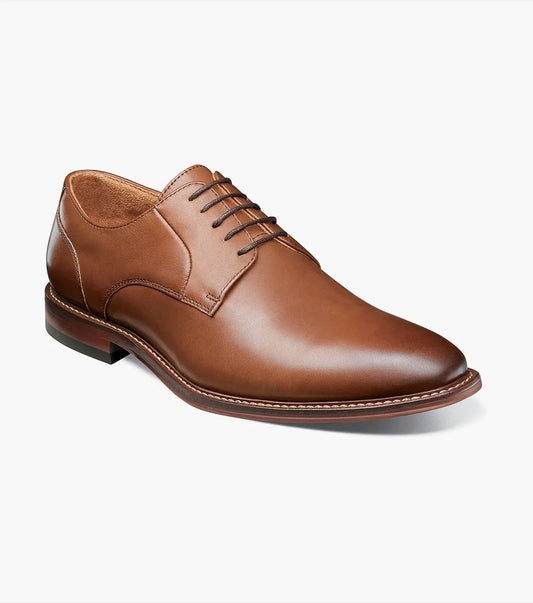 The Stacy Adams Marlton Plain Toe Oxford (Chocolate, 25490-202) is a men's brown leather lace-up dress shoe by STACY ADAMS, shown on a plain white background.
