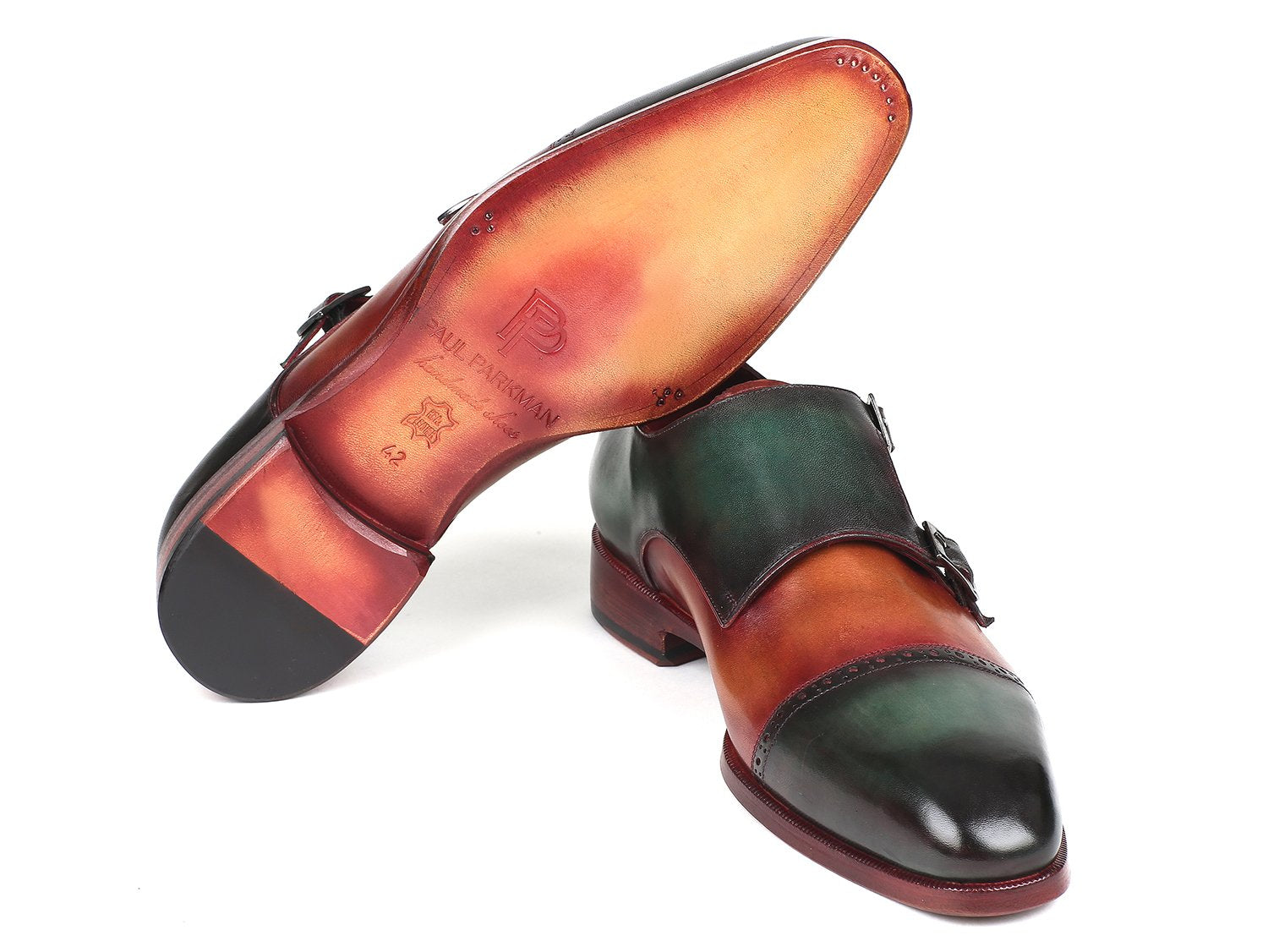 Paul Parkman Captoe Double Monkstraps in Green / Camel Green / Camel / 11.5 Paul Parkman Captoe Double Monkstraps in Green / Camel Green / Camel / 11.5