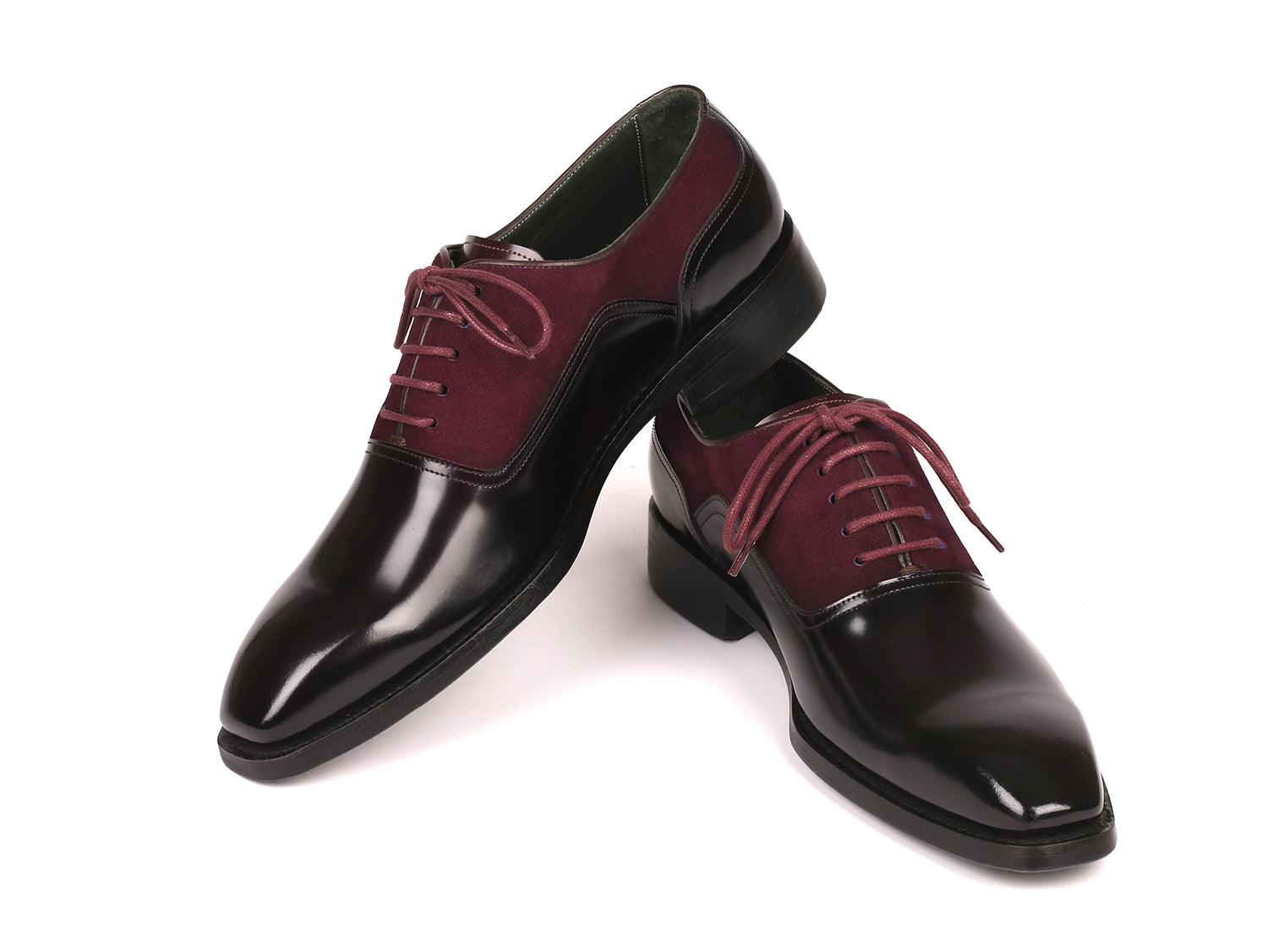 Paul Parkman Men's Burgundy Suede & Black Patent Oxfords (ID#17BUR85) EU 39 - US 6.5 / 7 Paul Parkman Men's Burgundy Suede & Black Patent Oxfords (ID#17BUR85) EU 39 - US 6.5 / 7