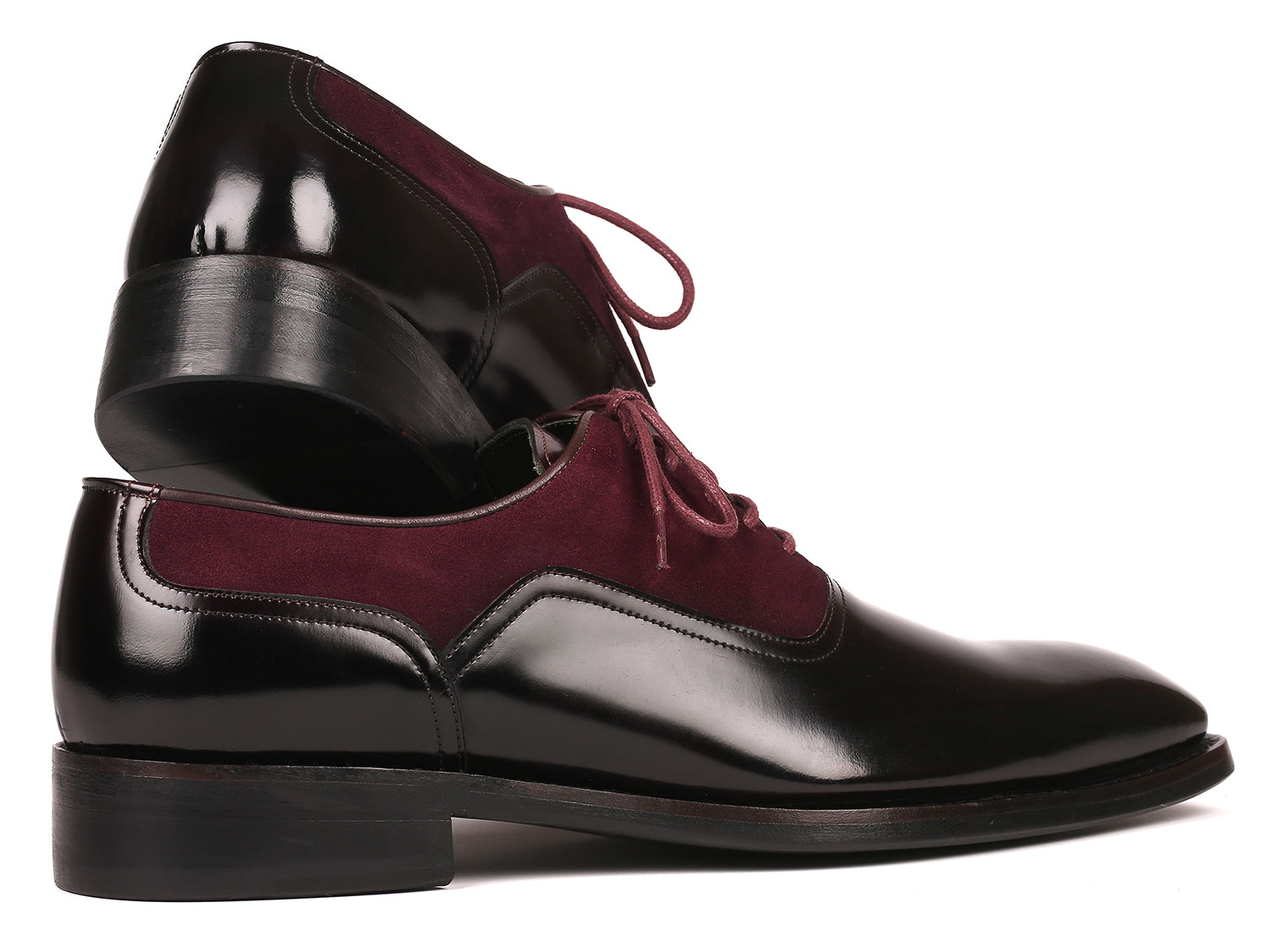 Paul Parkman Men's Burgundy Suede & Black Patent Oxfords (ID#17BUR85) EU 39