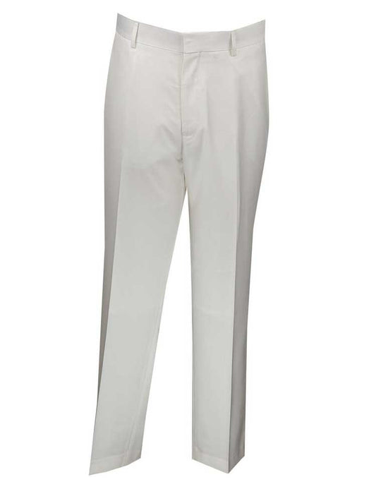Vinci Suits' Slim Fit Flat Front Pre-Hemmed Dress Pants (White) OS-900 feature a chic straight leg and flat front, perfect for elegantly sophisticated occasions.