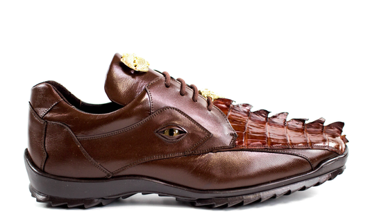 Belvedere - Vasco, Genuine Hornback Crocodile and Soft Calf Sneaker - Brown - 336122 - Unique Design Menswear
