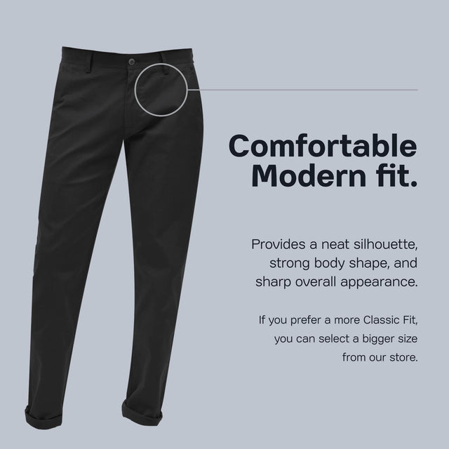 Diagram of EJ SAMUEL's EJ Samuel White Chino Long Pants CHL01 with labeled measurements: waist width, hip width, thigh, and pant length.