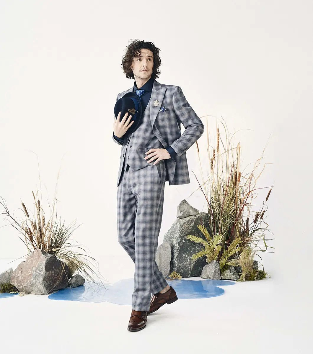 The STACY ADAMS Karson Wingtip Double Monk Strap dress shoe in Cognac features decorative perforations and a low heel, shown on a white background. Model: 25570-221.