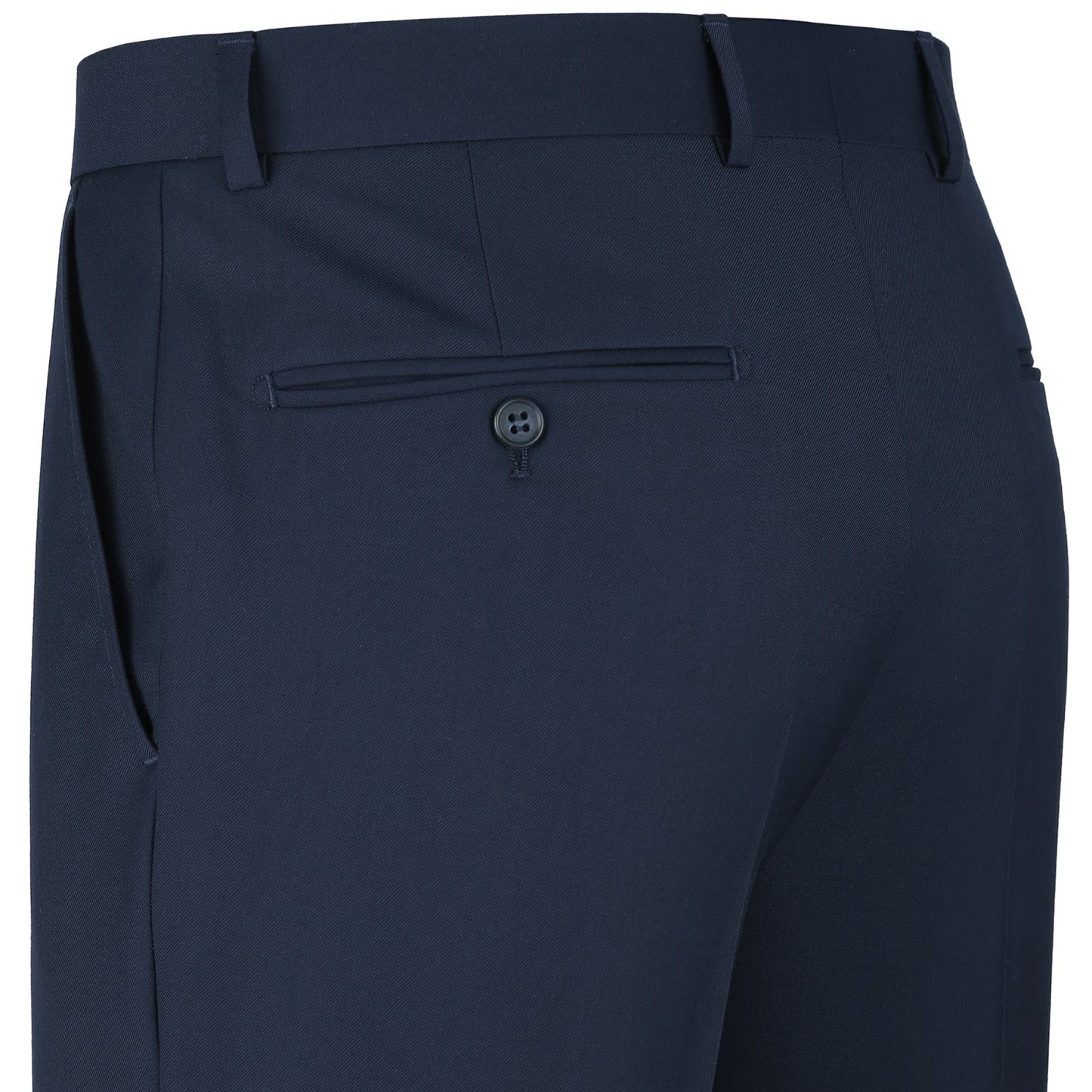 The Alessandro Vitello by Renoir Navy Blue 2-Piece Classic Fit Single Breasted Notch Lapel Suit 201-19 provides lightweight comfort, featuring a single-breasted jacket and matching pants, all showcased on a white background.